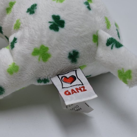 Ganz Webkinz Clover Puppy Dog White Green Shamrock Plush Stuffed Animal No Code - Picture 7 of 7